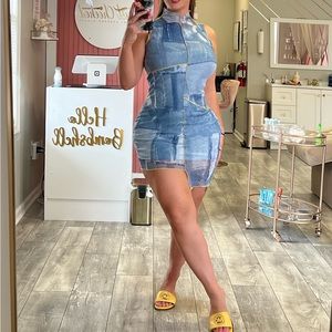 Mesh Jean-like Dress